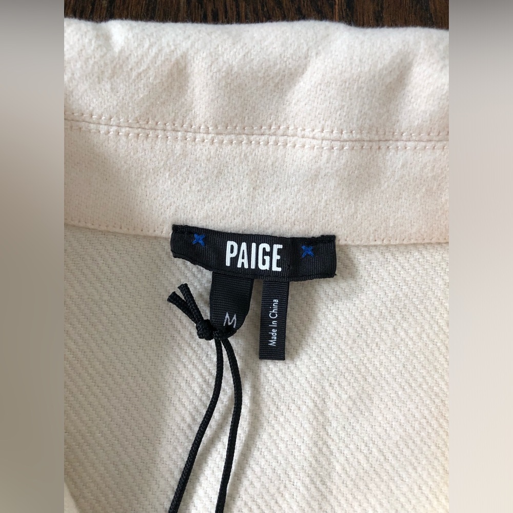 *NWT* PAIGE Women’s M Jansyn Shacket Oversized Jacket w/Belt in Ecru Twill - Picture 6 of 12